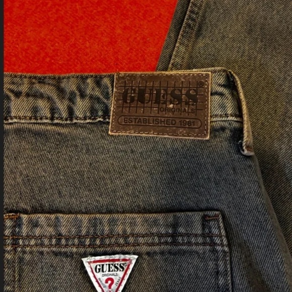 Guess dark wash faded wide leg cargo baggy jean NWT - Picture 11 of 15
